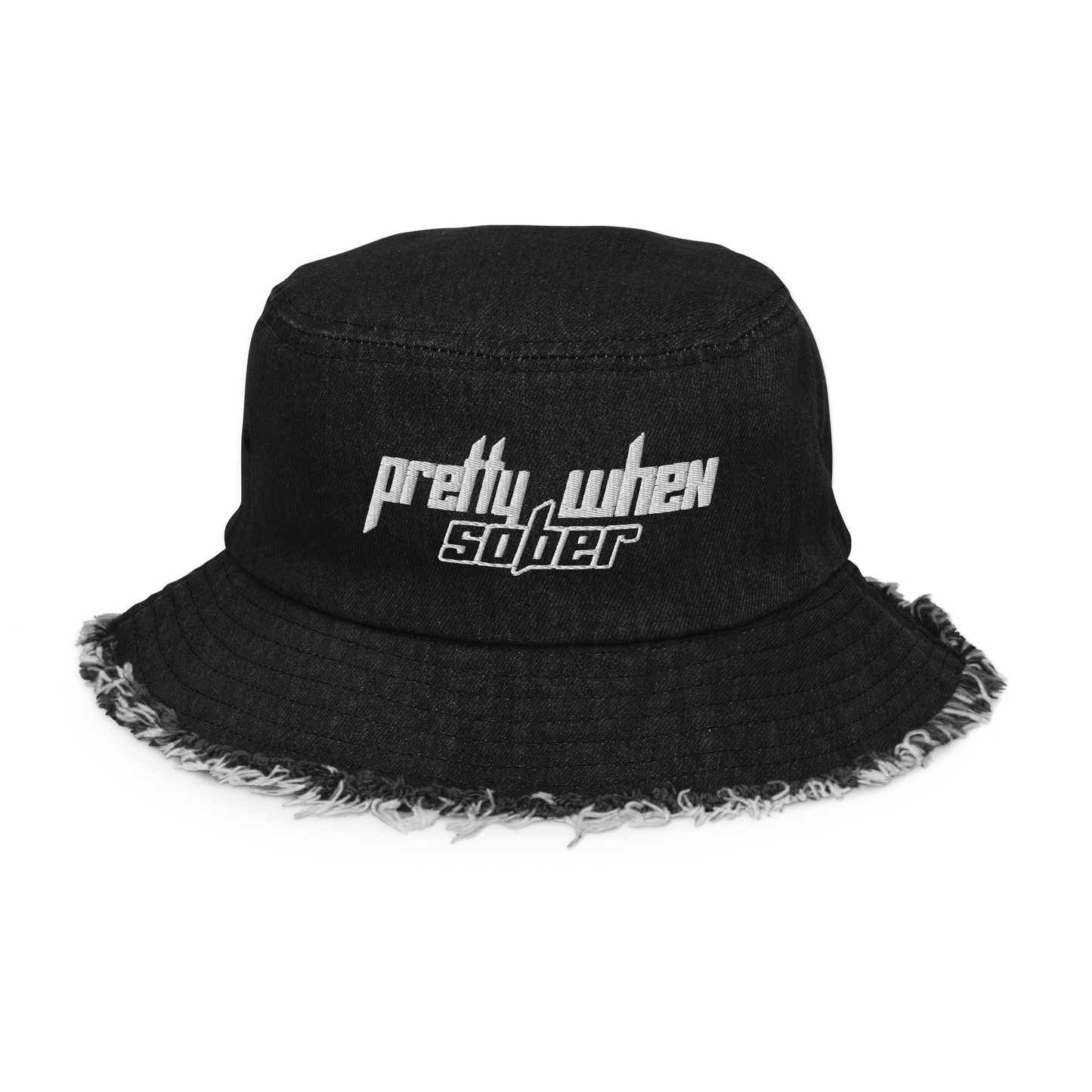 PRETTY WHEN SOBER Denim Bucket Hat