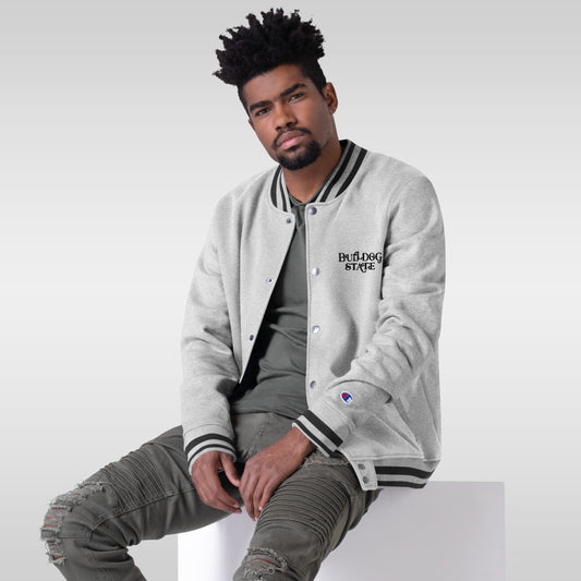 Embroidered BULLDOG STATE Bomber Jacket