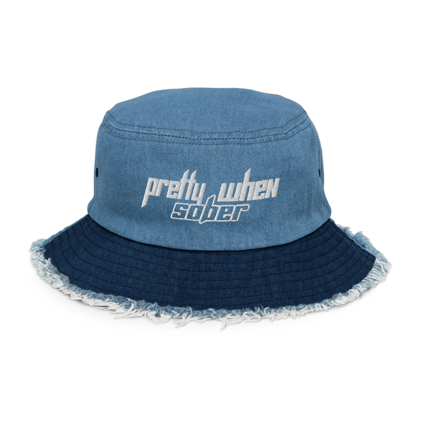 PRETTY WHEN SOBER Denim Bucket Hat