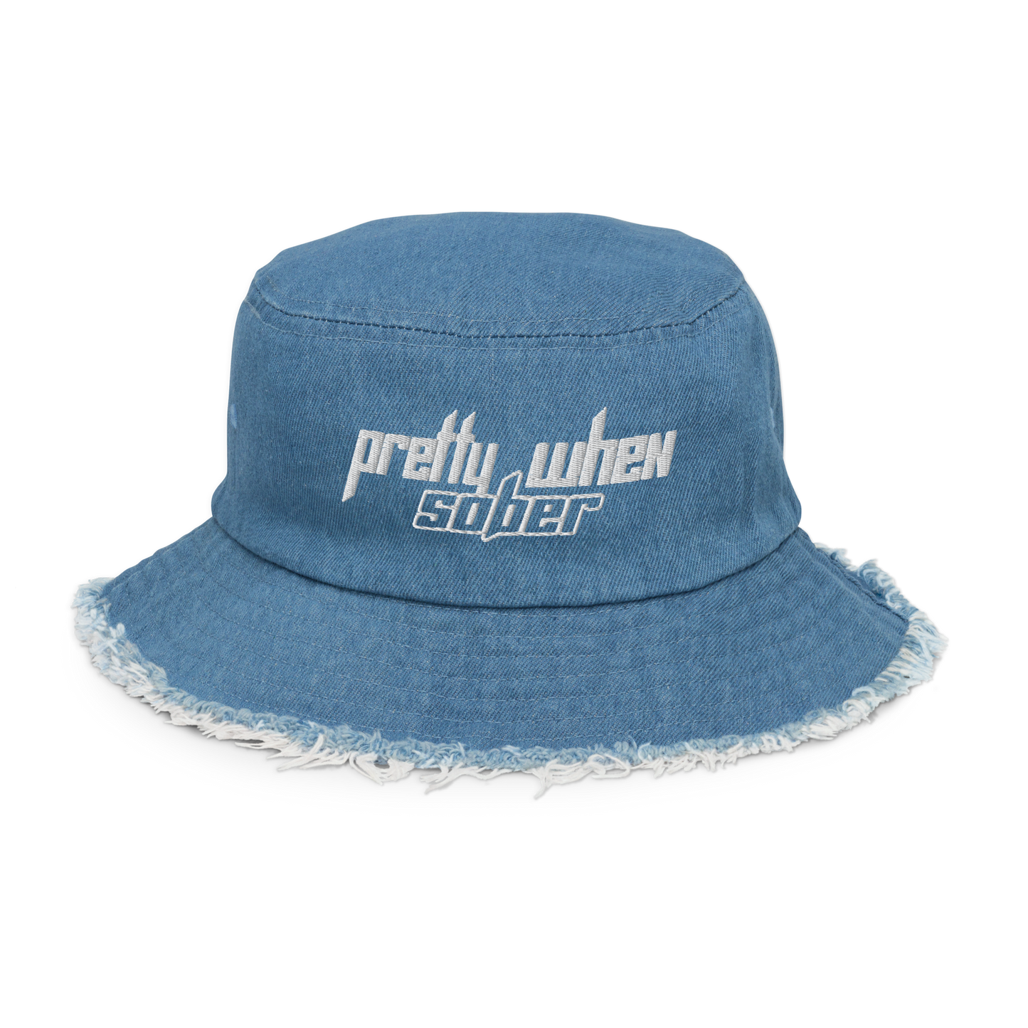 PRETTY WHEN SOBER Denim Bucket Hat