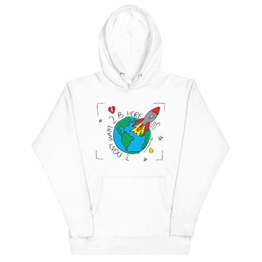 I DON'T WANT 2 BE HERE White Hoodie